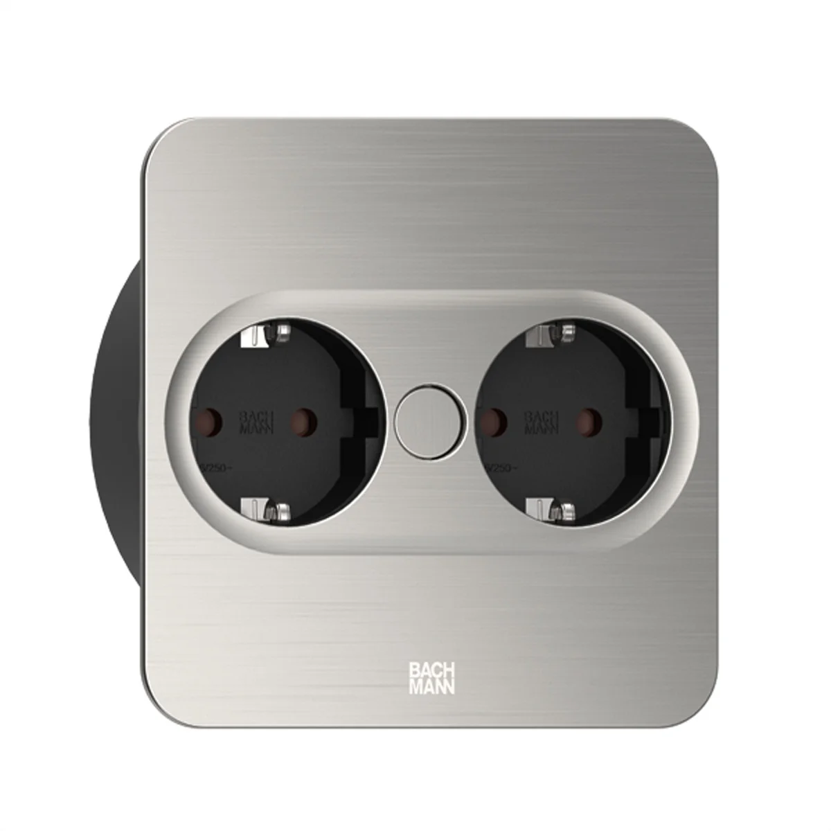 BACHMANN TWIST 2 2xCEE7/3 2,0m AEH Edelstahl-Optik eckig