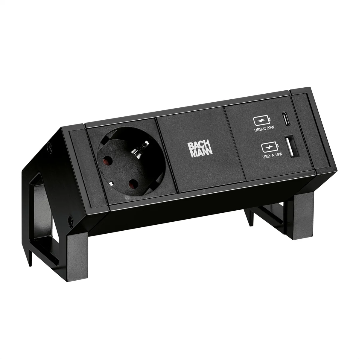 BACHMANN DESK2 1x Schutzkontakt 1x USB-Charger A/C, schwarz