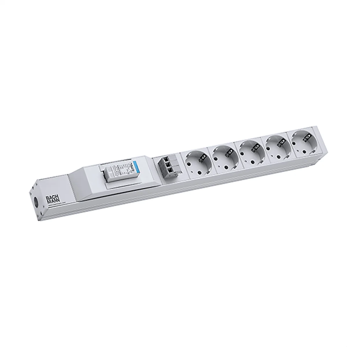 BACHMANN 19" 1HE 5xCEE7/3 1xSPD Citel, 2,0m H05VV-F 3G1,50mm schwarz