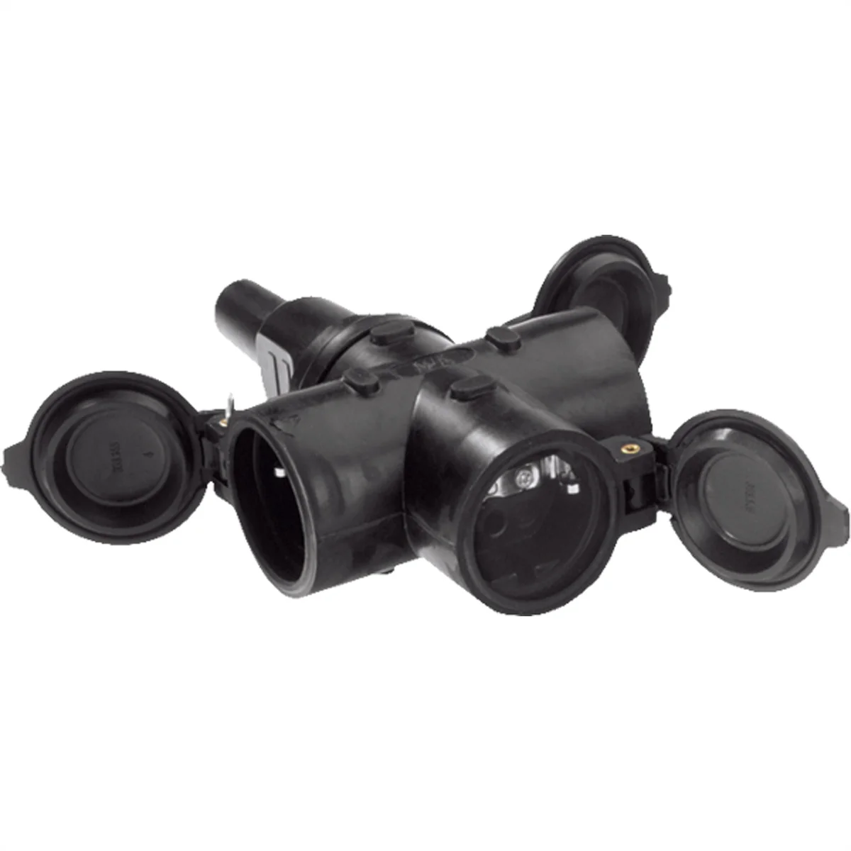 BACHMANN Vollgummi-Schutzkontakt, 3x Kupplung schwarz montierbar