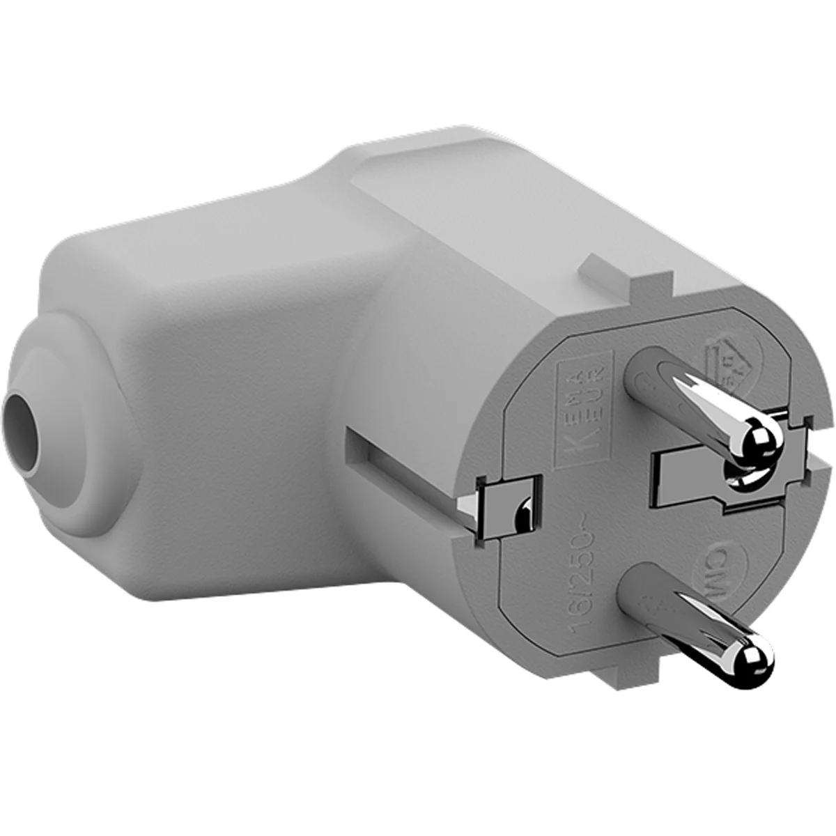 BACHMANN Montage-Winkelstecker grau, CEE 7/7 2-polig mit Schutzkontakt