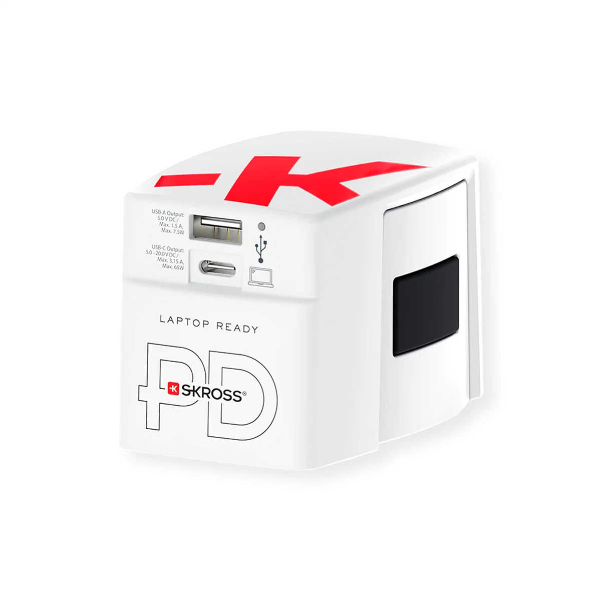 Skross World USB Charger A/C 65PD mit USB-C Kabel, Weltweit