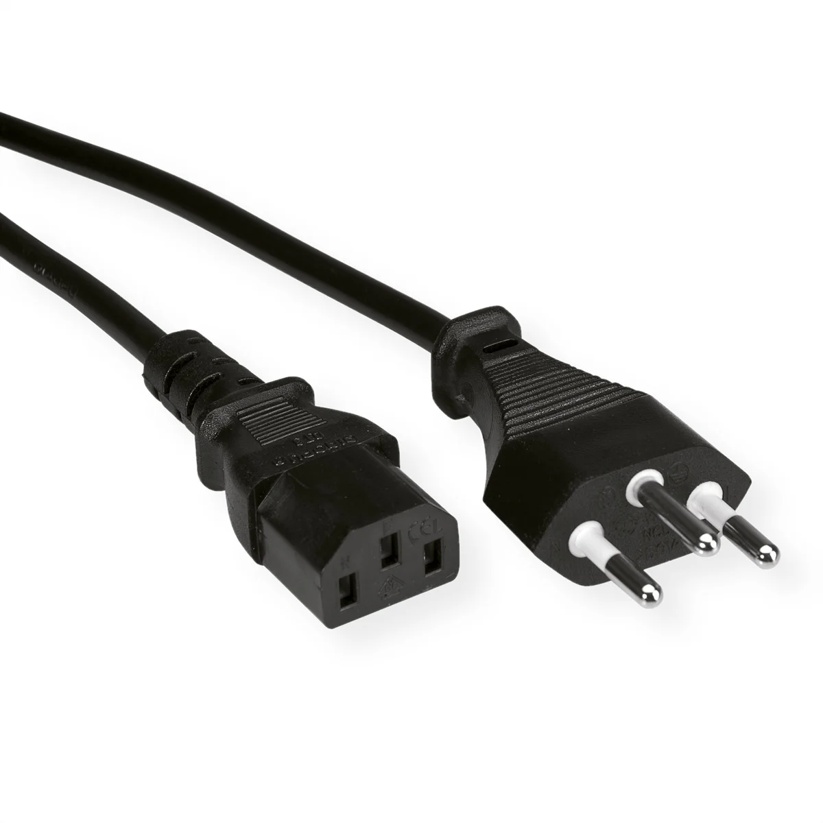 VALUE Netzkabel T12 auf C13, schwarz, 1,8 m