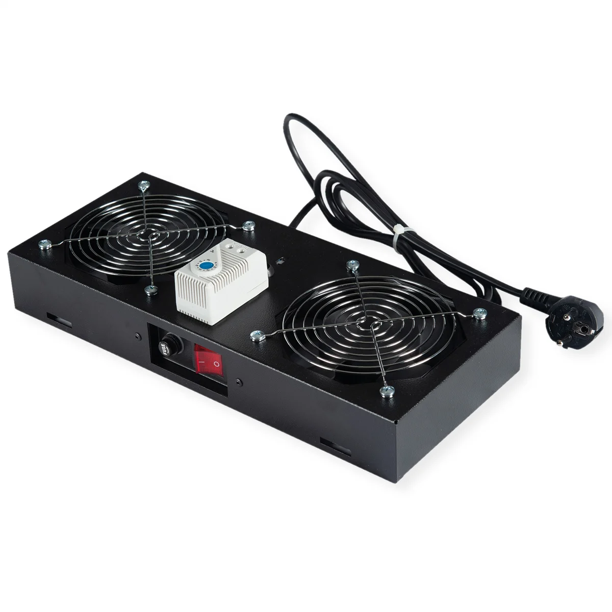 ROLINE Lüftereinheit 2 Lüfter, für 19-Zoll Wandgehäuse schwarz, Thermostat