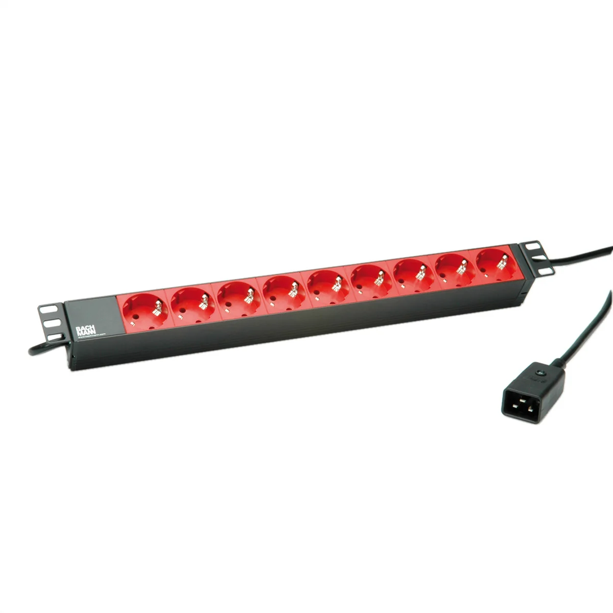 BACHMANN 19" Steckdosenleiste 9x Schutzkontakt C20-Stecker, schwarz