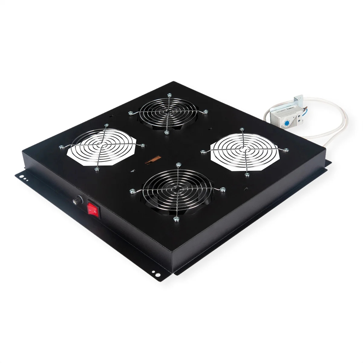 ROLINE 19-Zoll Dachlüftereinheit 2 Lüfter, Thermostat , schwarz