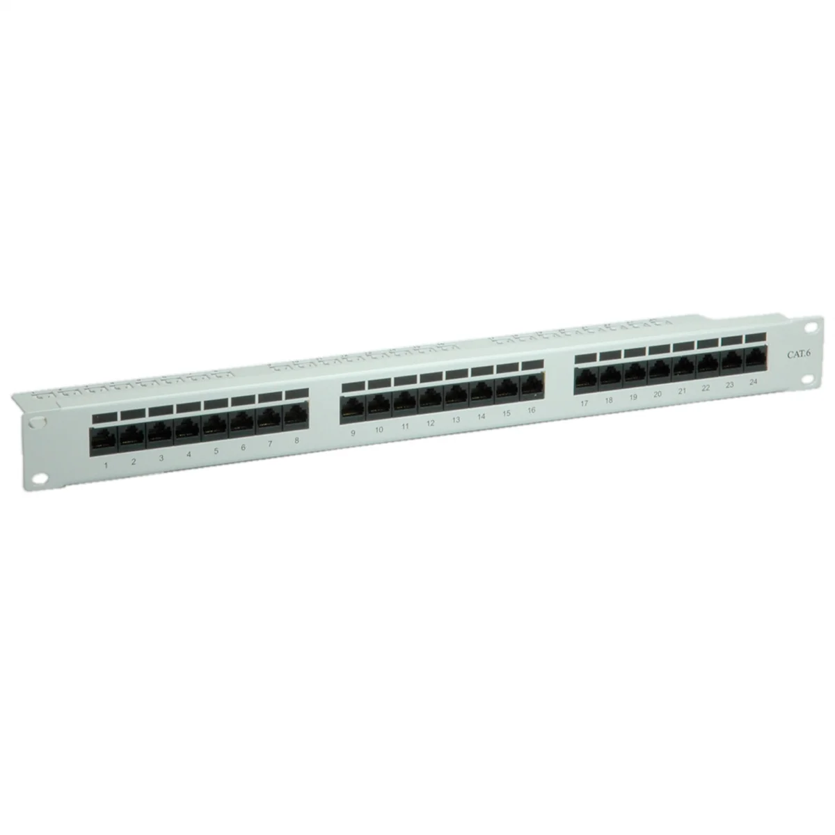 VALUE Cat.6 (Class E) 19-Zoll-Patchpanel, 24P, ungeschirmt, grau