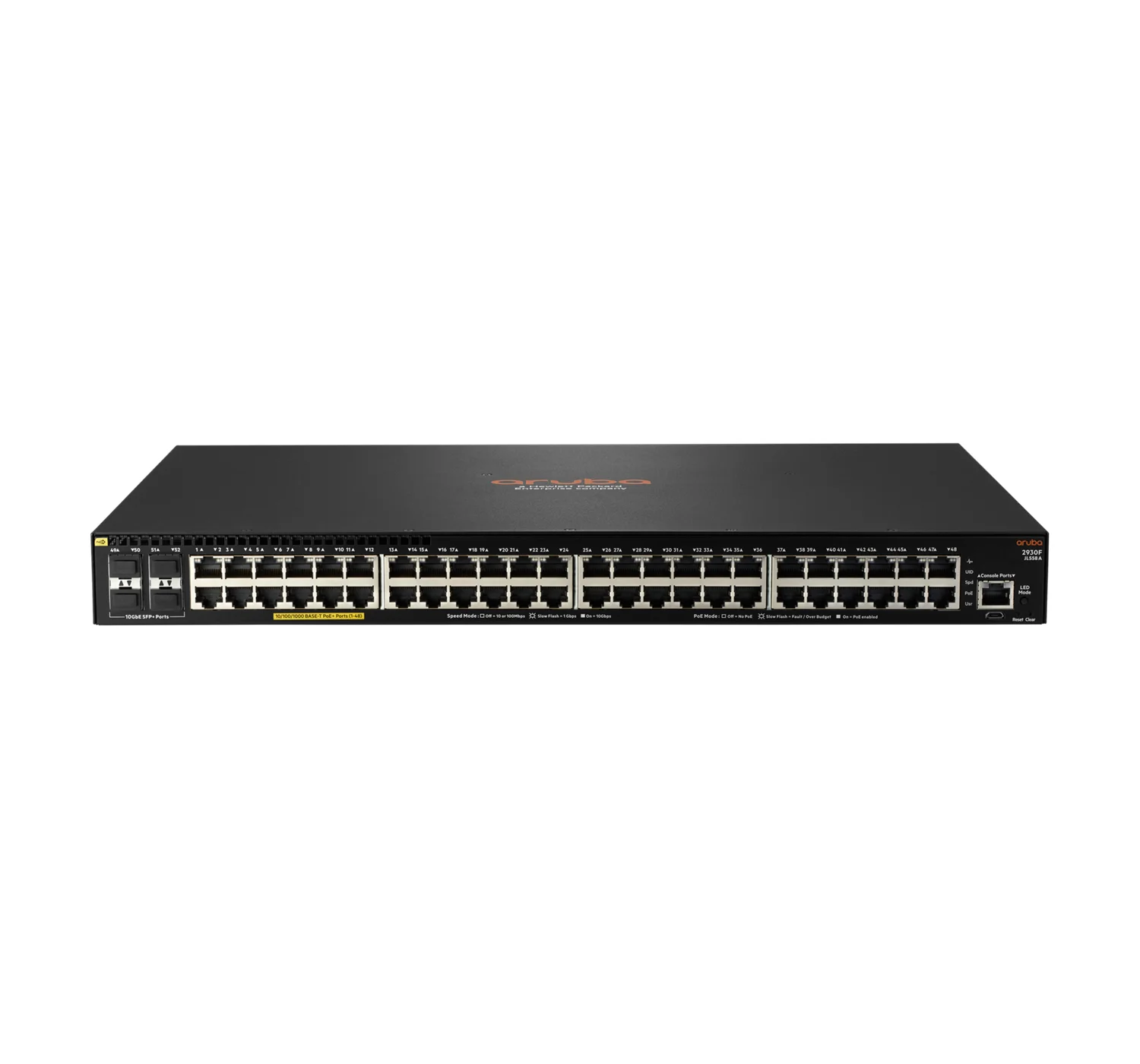 Hewlett Packard Enterprise Aruba 2930F 48G PoE+ 4SFP+ 740W Managed L3 Gigabit Ethernet (10/100/1000) Power over Ethernet (PoE) 1U Schwarz