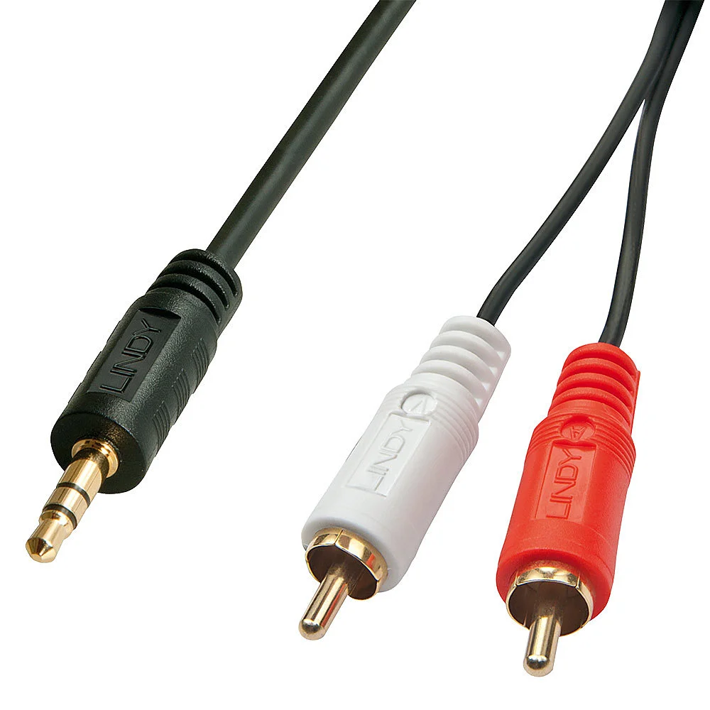 Premium Audio-Adapterkabel, 2x RCA (Cinch) Stecker an 3,5mm Klinkenstecker, 20m