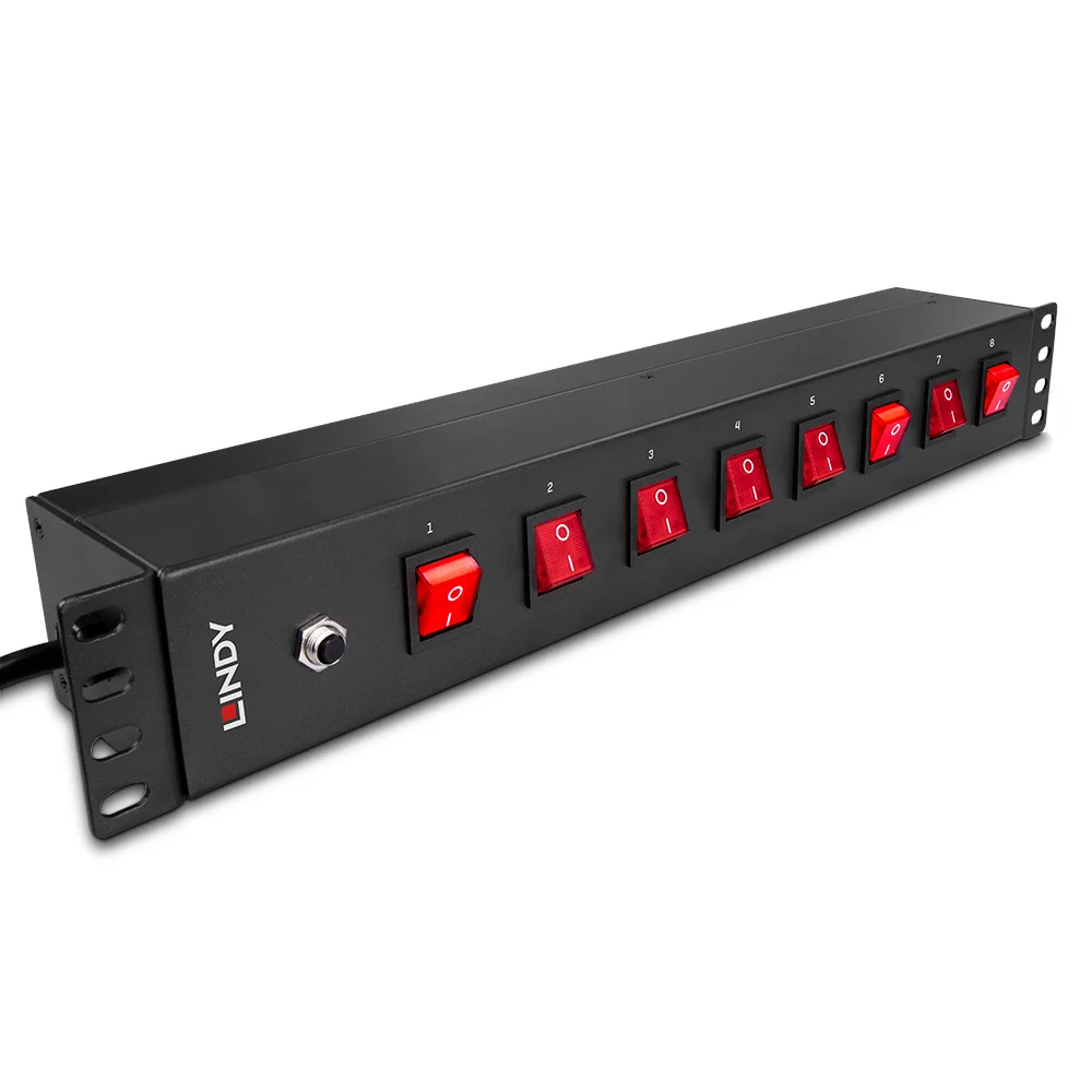 1.5U 8-Fach Schuko-Steckdosen, Horizontale 19-Zoll-Rack PDU mit Schaltern