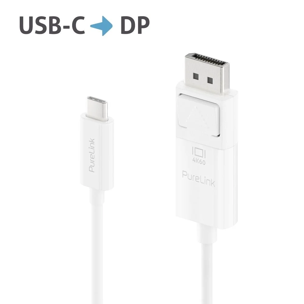 Premium 4K USB-C / DisplayPort Kabel - 1.50m, weiß