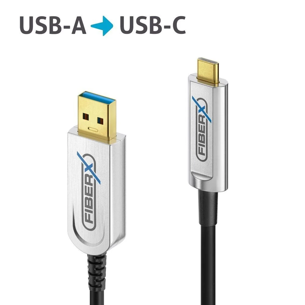 USB 3.2 Gen2x1 USB-C / USB-A AOC Glasfaserkabel - 5,00m