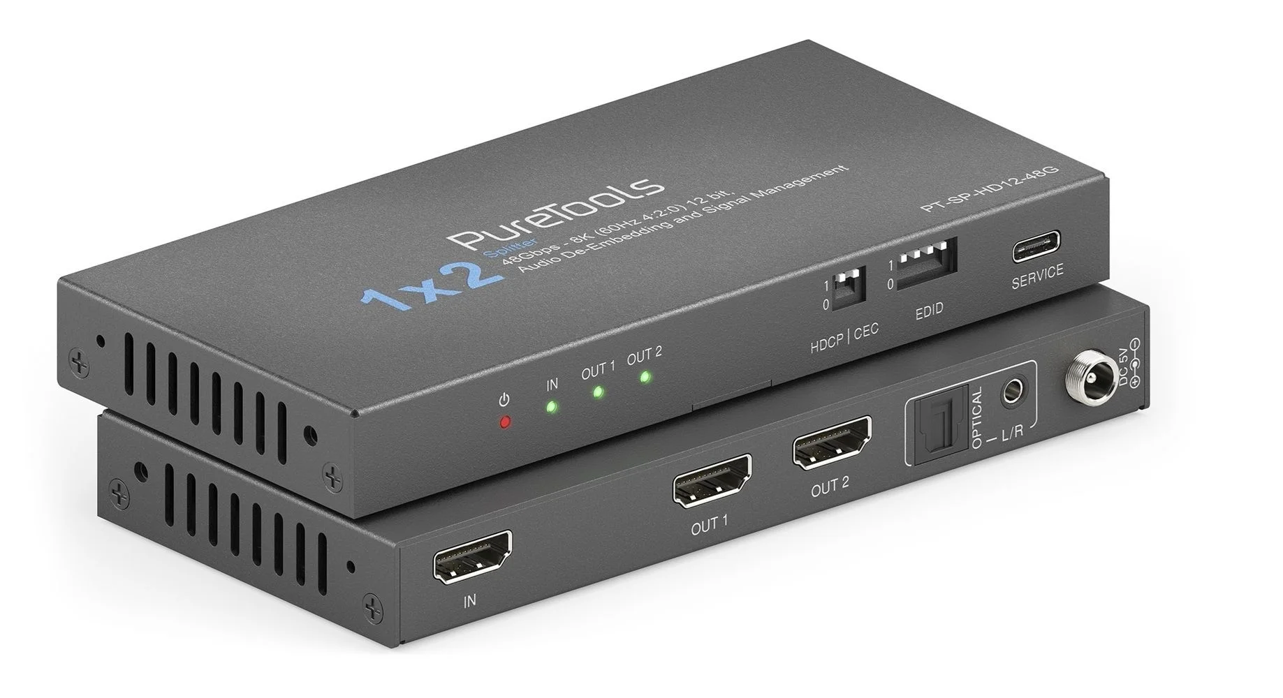 1x2 HDMI 2.1 Splitter - 48Gbps mit Scaler und Audio De-Embedding
