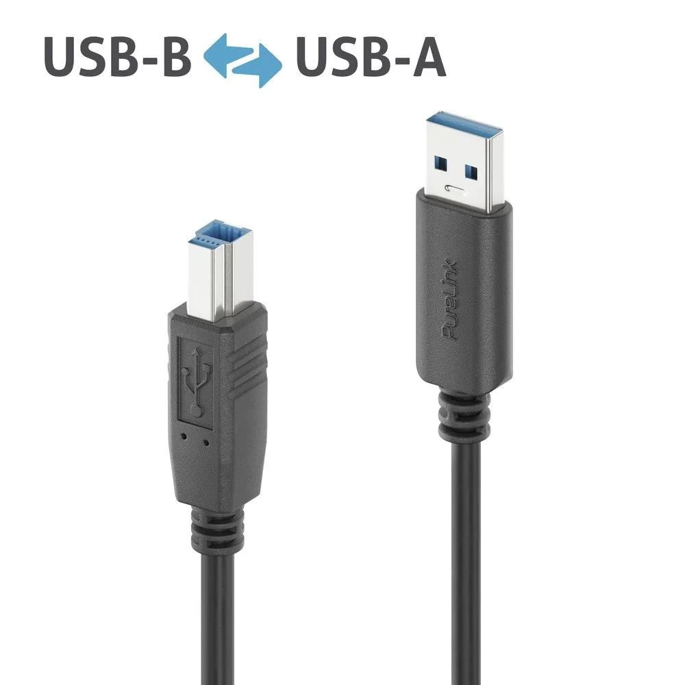 Hochwertiges USB 3.2 USB-A / USB-B Kabel - 3.00m, schwarz