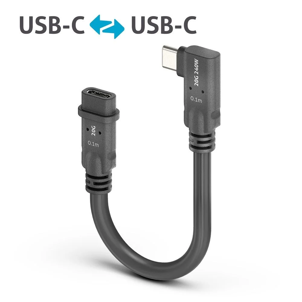 Premium USB4 Gen2 Micro Coax USB-C M/F 90° (Links/Rechts) Portsaver