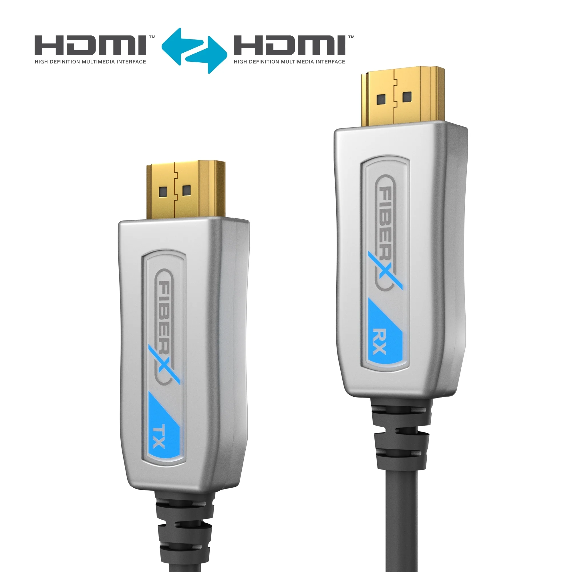 FiberX Serie - Aktives HDMI 4K Glasfaser Extender Kabel Integrated - 100m