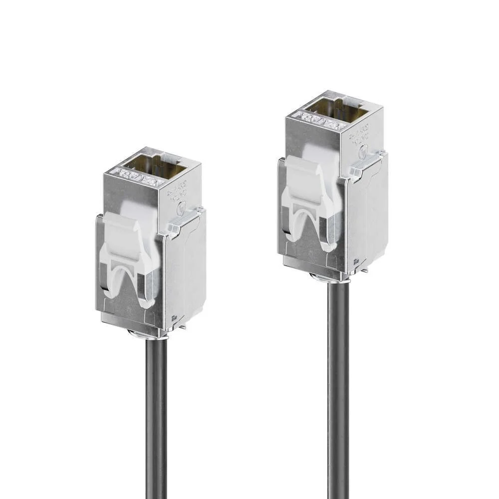 mediahub2 | Cat.6a F/F-Pigtail-Kabel – 0.50m, schwarz