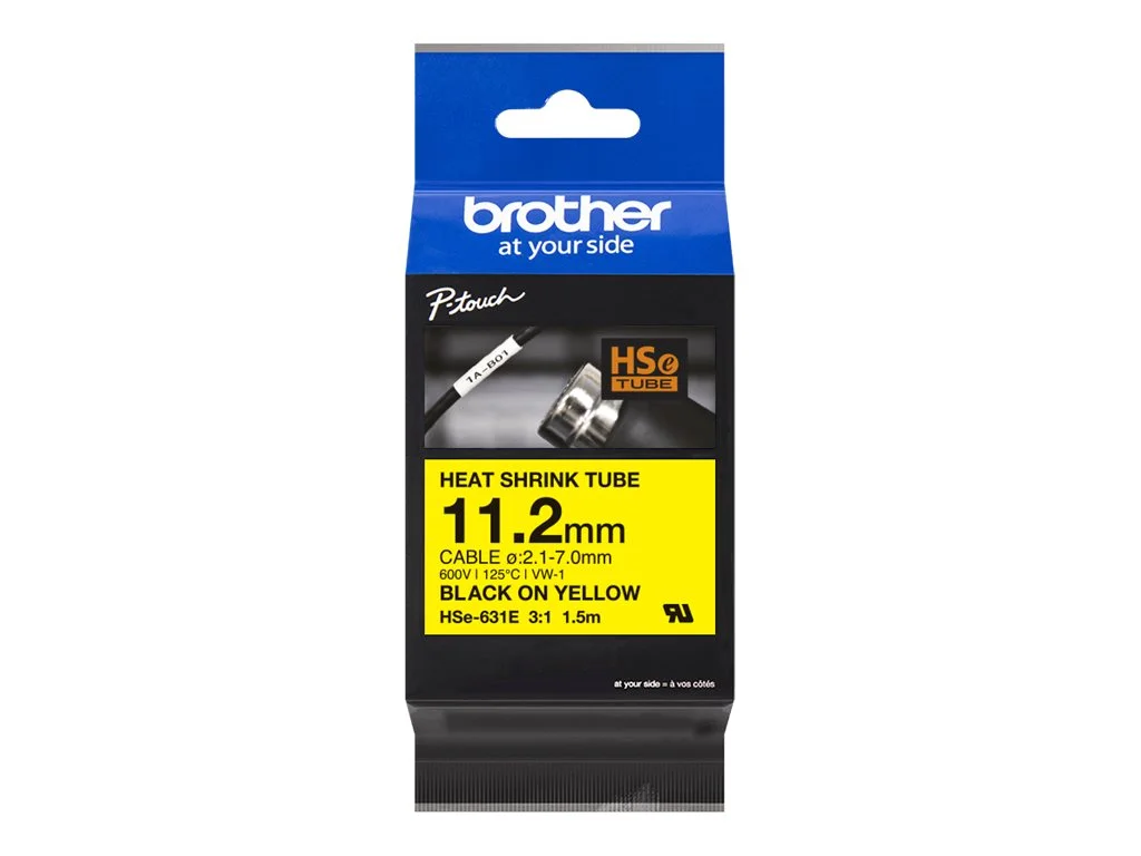 BROTHER Heat Shrink Tube Black on Yellow