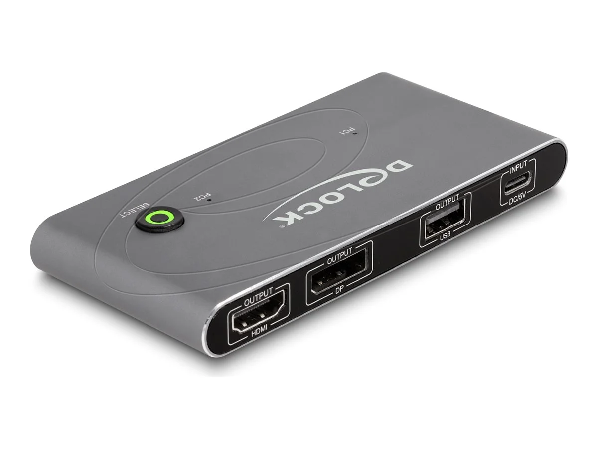 DELOCK USB-C KVM Switch zu HDMI und DP8K