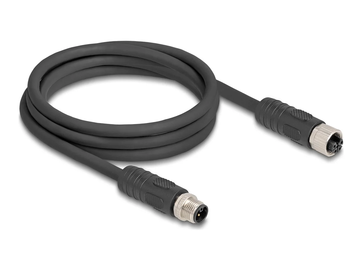 DELOCK M12 L-kodiert 4 Pin PUR 2m schw