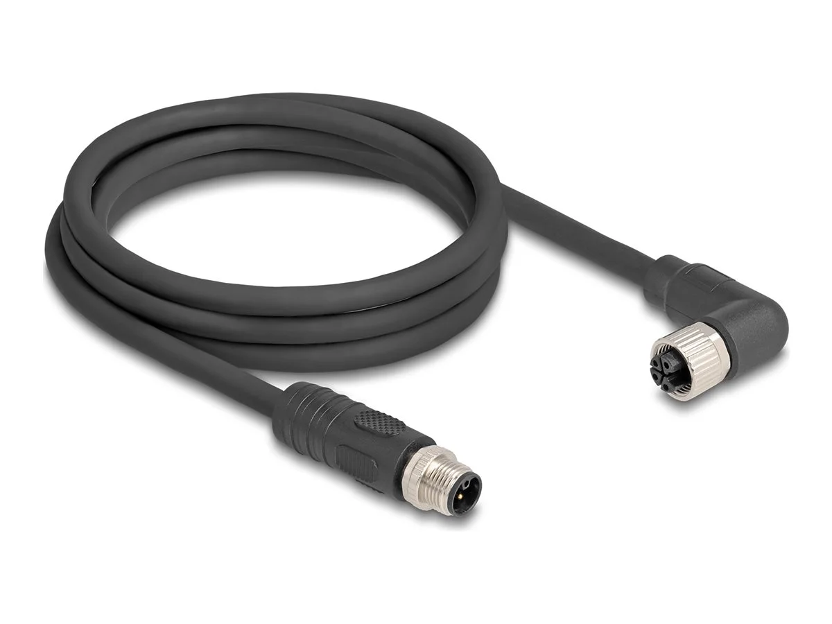 DELOCK M12 L-kodiert 4 Pin PUR 2m schw