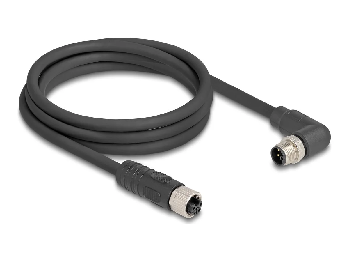 DELOCK M12 L-kodiert 4 Pin PUR 2m schw