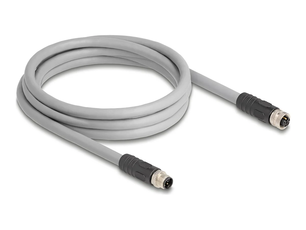DELOCK M12 L-kodiert 5 Pin PUR 2m grau