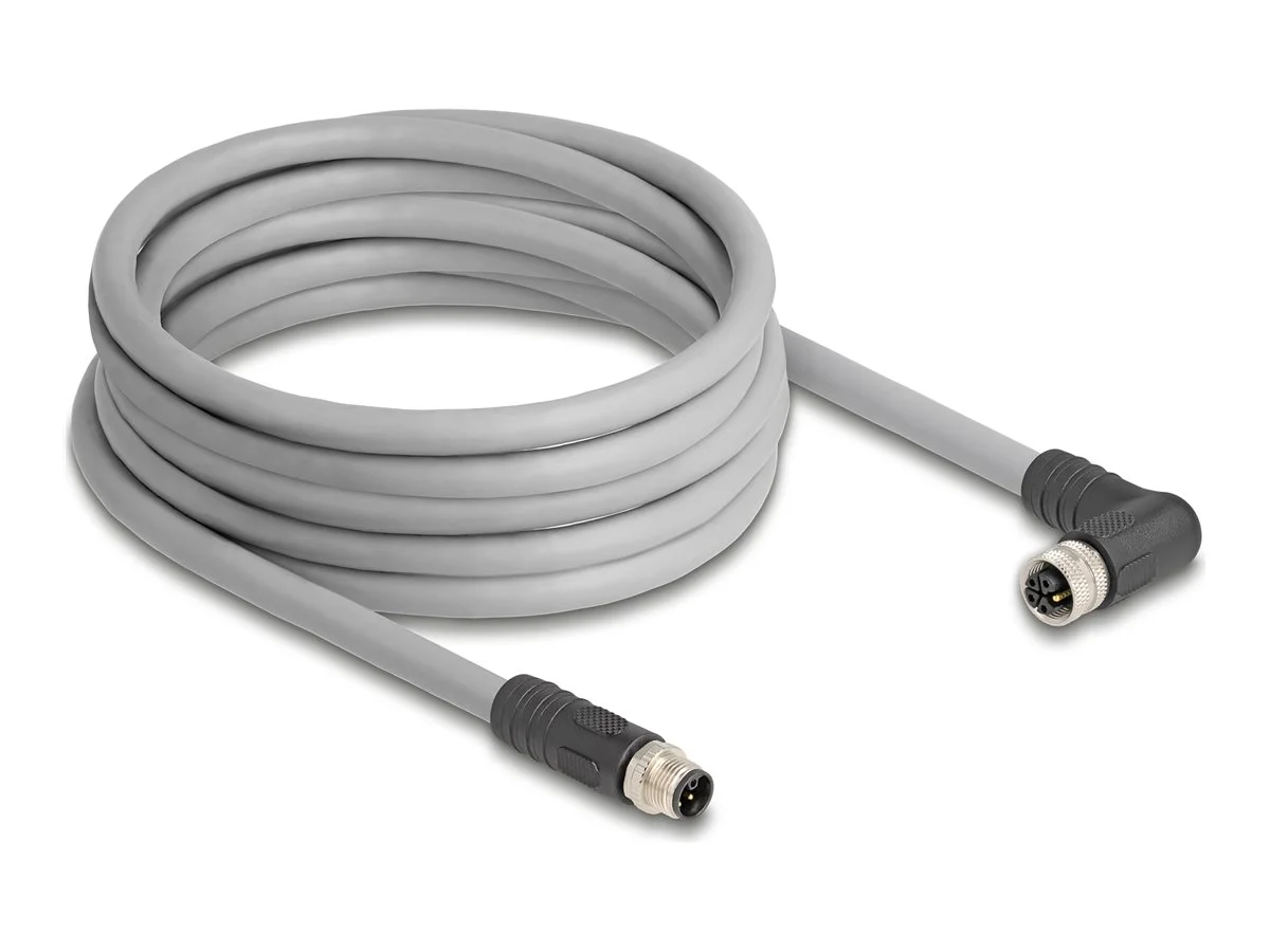 DELOCK M12 L-kodiert 5 Pin PUR 5m grau
