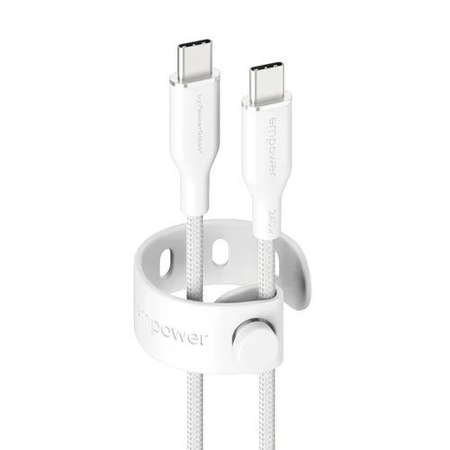Racing 240W USB-C to USB-C Cabl USB 2.0 1.2M Silver White