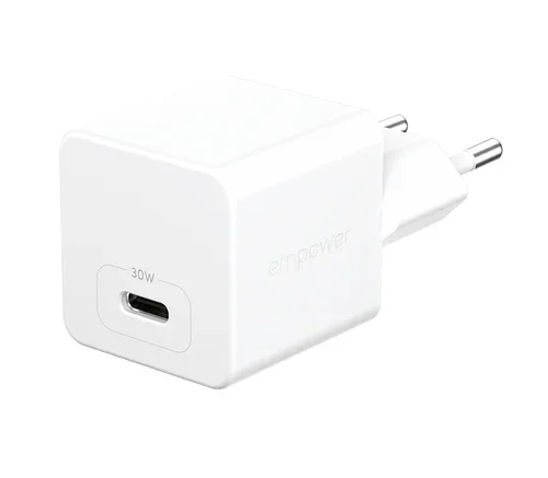 Turbo 30W Charger Single USB-C EU Plug Silver White