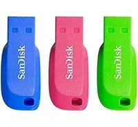 Sandisk Cruzer Blade USB Flash Drive 3-Pack - 16GB