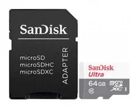 64GB Sandisk Ultra Microsdxc + SD Adapter 100MB/S Clas 10 Uhs-I