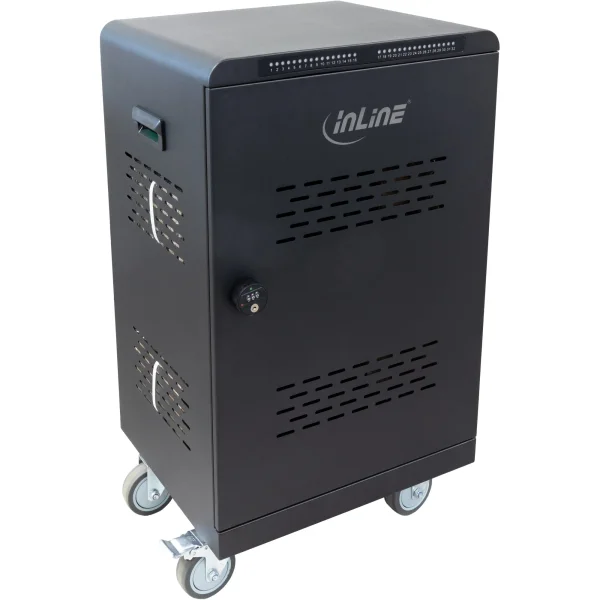 InLine® mobiler Ladeschrank, 32x USB-C, 2000W, PD3, QC5, abschließbar, schwarz