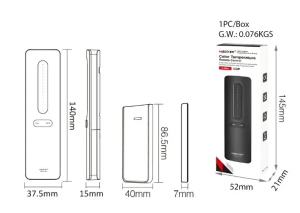 Synergy 21 LED Fernbedienung 2,4GHz dual white (CCT) + Dimm (b)*Milight/Miboxer*