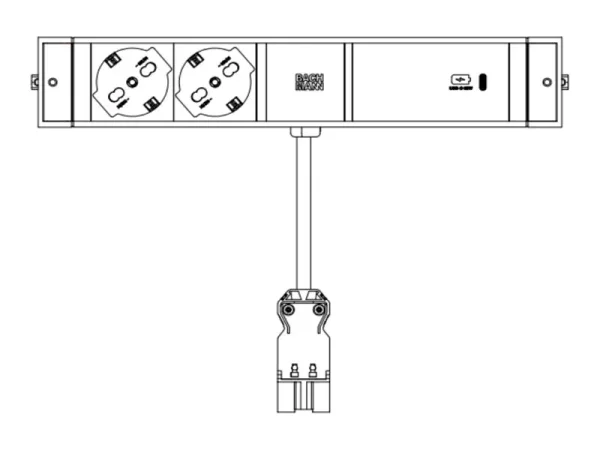 BACHMANN DESK RAIL 2xP40 1xUSB C 60W 2