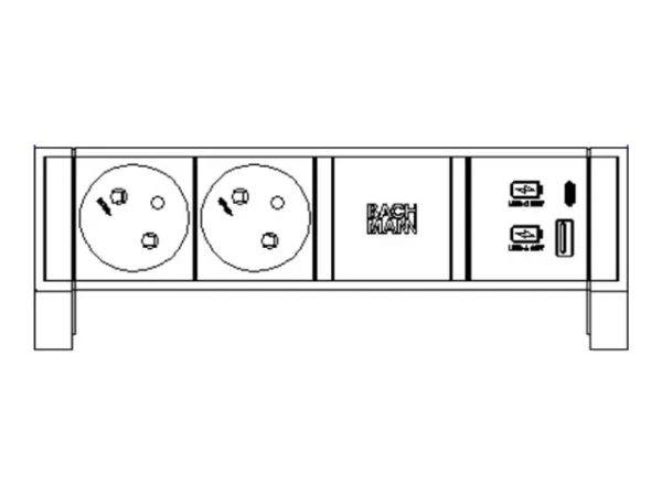 BACHMANN DESK2 2xUTE 1xUSB A/C 22W 0,2m
