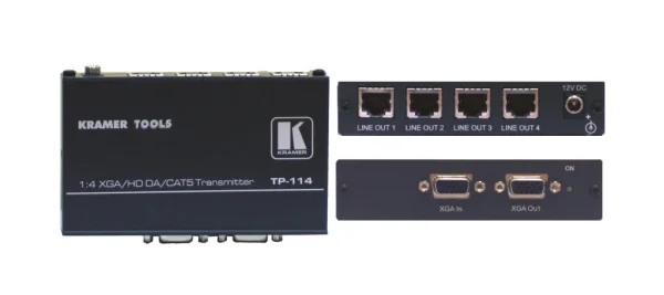 TP-114 – 1:4  Twisted Pair Übertrager mit Verteilverstärker für Computergrafikvideo / HDTV