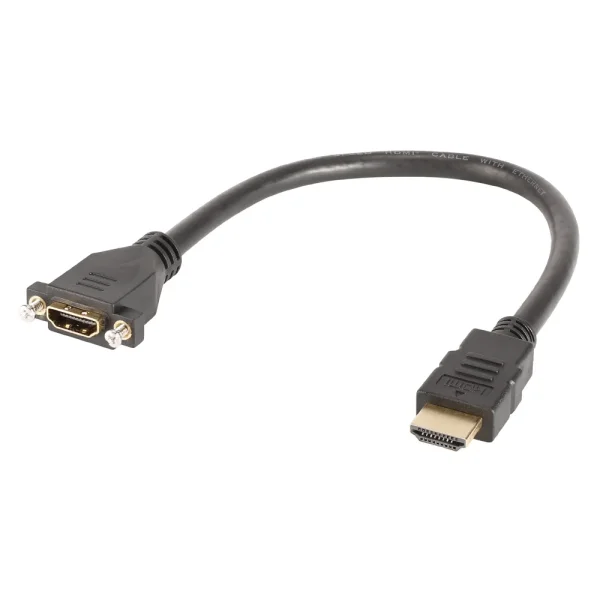 HDMI fm Einbau<>HDMI male, 30cm, schwarz