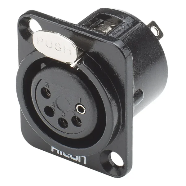 HICON XLR-5-pol Einbaubuchse, Metall, sw