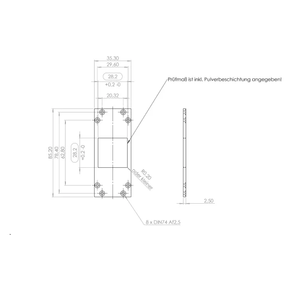 SYSBOXX-Frontblech 2HE 1BE Tasterfeld 4X