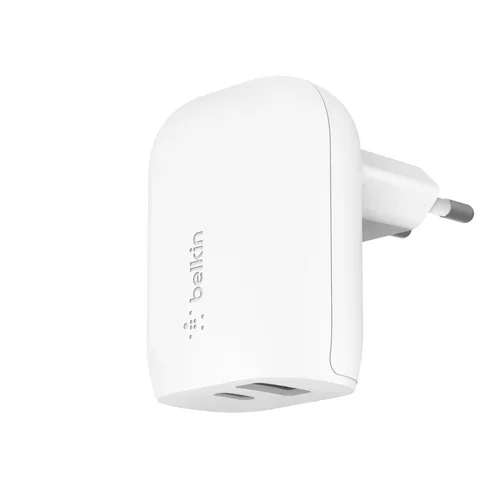 BELKIN 37W DUAL CHARGER 25W USB W/POWER DELIVERY 12W USB-A WHITE