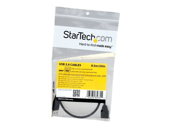 STARTECH 50cm Slim USB 3.0 Micro B Cable