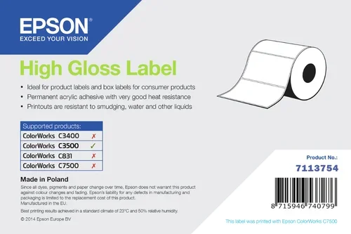HIGH GLOSS LABEL DIE-CUT ROLL 102MM X 76MM 415 LABELS