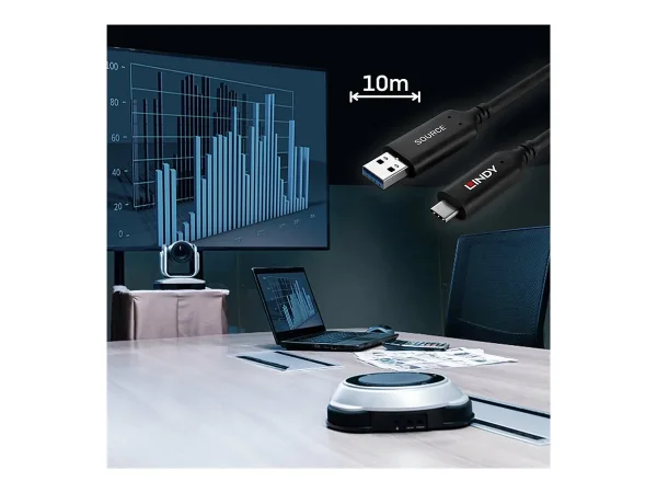 LINDY 10m USB 3.2 Gen 1 Typ A an C Hybri