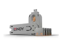 LINDY USB Portschloesser 4xORANGE+Key