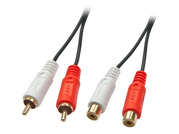 LINDY Audiokabel 2xRCA male/fem 2m