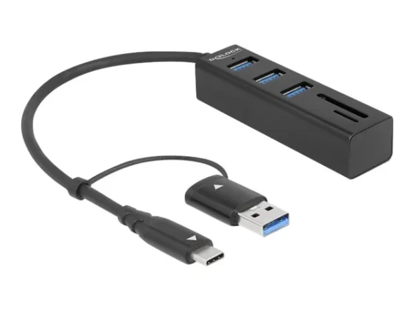 DELOCK 3 Port USB 3.2 Gen 1 Hub + SD