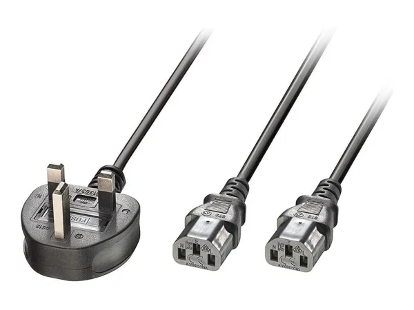 LINDY 2.5m UK 3 Pin an 2 x IEC C13 Y-Net