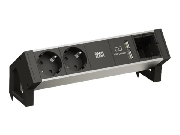 BACHMANN DESK2 ALU BLACK 2xSchutzkontakt