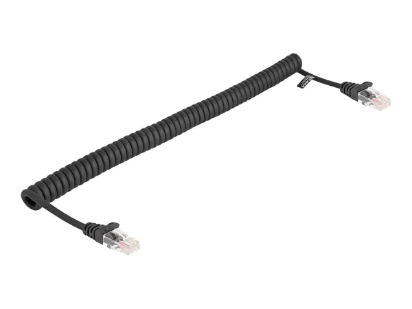 DELOCK RJ45 Spiralkabel Cat.5e 1m schw